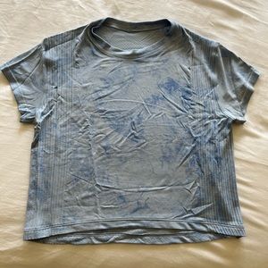 Lululemon blue tie dye cropped short sleeve